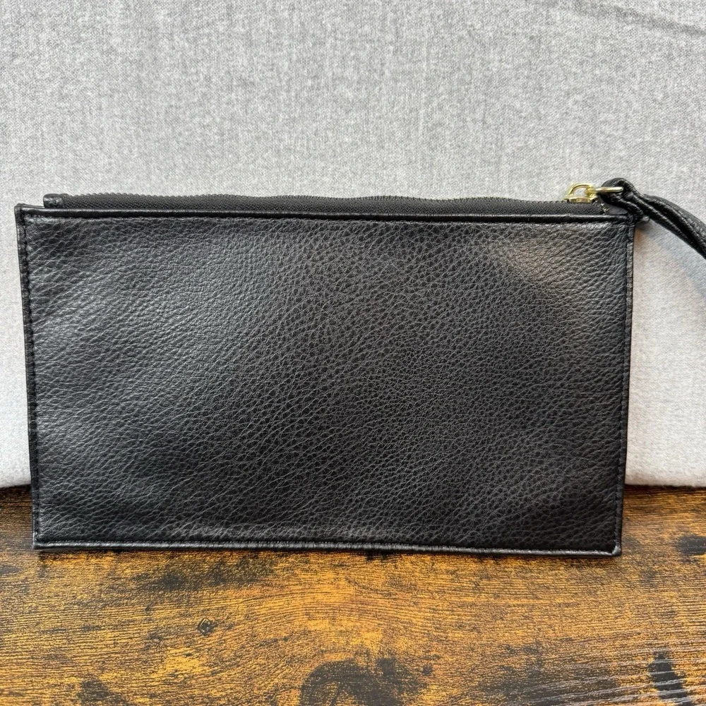Juicy‎ Couture Logo Zip Lined Clutch Wristlet Wallet Black Clean PreOwned